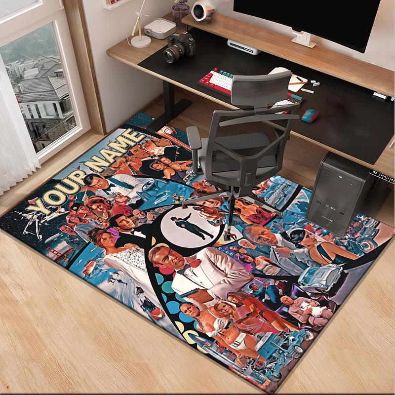 Custom NameJames Bond Movie Collage Carpet, Indoor Rug, Chair Rug, Living Rooms, Doormat Made From Polyester Home Decor Birthday Christmas Gifts