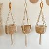 Gardening Cotton Rope Hanger Flower Pot Handmade Plant Hanger Tassel Hanging Basket  Outdoor