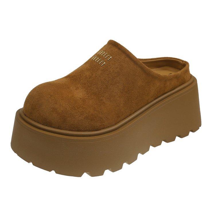 [Youshilai] Маленькие шлепанцы на толстой подошве с увеличением роста для женской коллекции весна 2025, новые, с характером Баотоу, универсальные, на одной педали