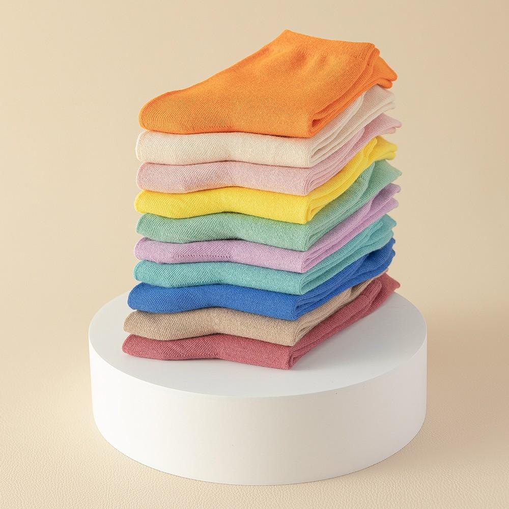 10 пар/лот Новые женские хлопковые носки Мужские носки Однотонные Осенние Весенние Для женских Мягкие Дышащие Разноцветные Девичьи