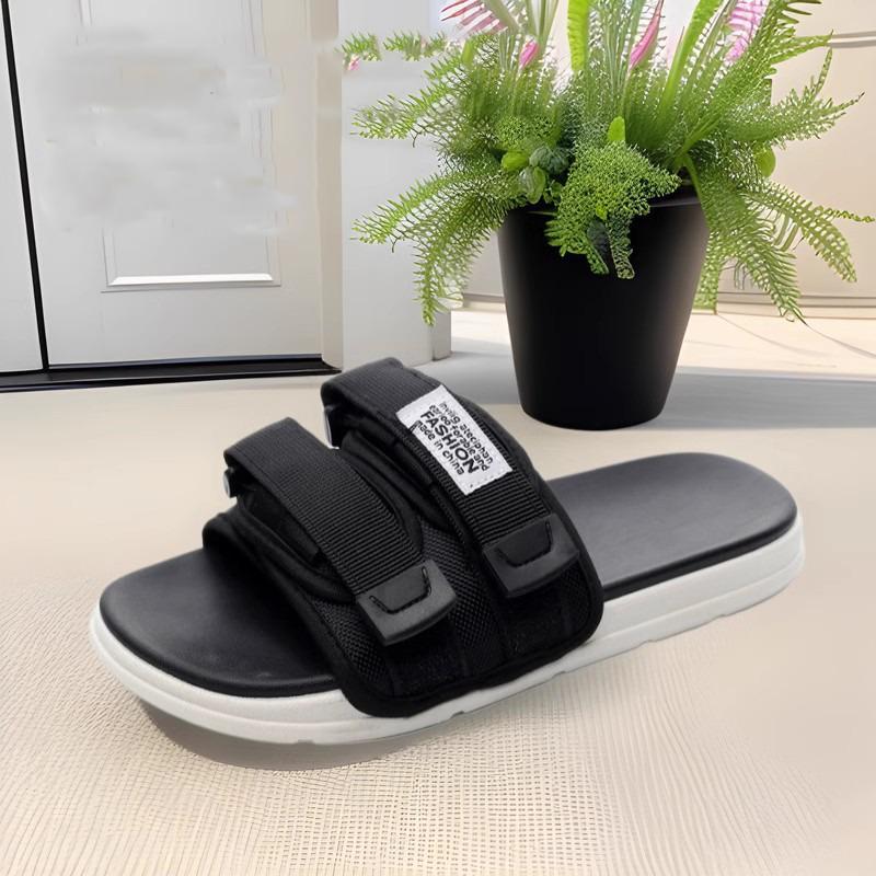 Мужские уличные тапочки, повседневные домашние тапочки, мягкие тапочки с липучками, модные пляжные летние сандалии, шлепанцы