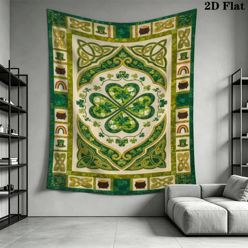 St.Patrick's Day Wall Tapestry Aesthetic Wall Hanging Printed Fabric Blanket Decorative Tapestries for Bedroom Living Room Home Decor