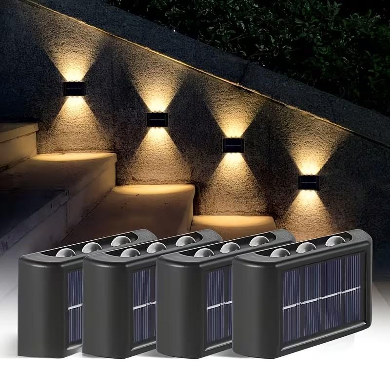 2/4/6 Led Solar Lights Outdoor Waterproof Atmosphere Up And Down Wall Lamp Solar Energy Lighting For Garden Yard Street Decor