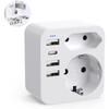 Adaptateur De Voyage - Septseven - 6 En 1 - 3 Ports USB - 1 Type C - Type G