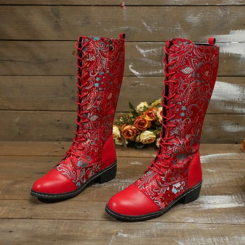 Fashion Lace-up Block Heel High Heel Mid-Leg Boots for Autumn and Winter New Women's Boots