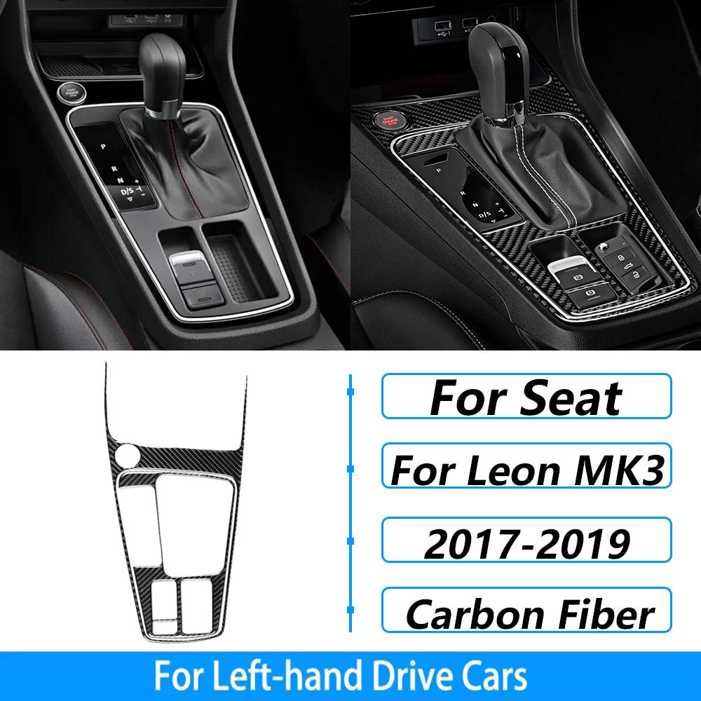 For Seat Leon MK3 2013-2020 Carbon Fiber Central Navigation Radio CD AC Door Gear Shift Panel Trim Set Car Accessories Sticker