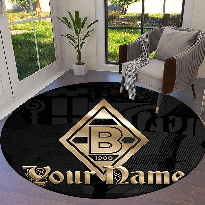 Borussia Custom Name Round Area Rug,Carpet Rug for Living Room Bedroom Sofa Playroom Decor,Non-slip Floor Mat