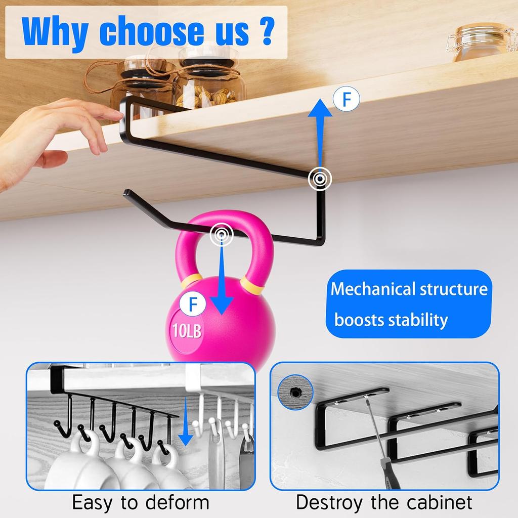 Coffee Mug Holder,2PCS,Tumbler Lid Organizer ide Cabinet,Space Saving Cup Rack for Kitchen Storage Organization,Holds Up to 12 Lids, Paper Towel