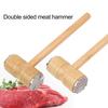 Double-sided Meat Tenderizer Hammer Comfortable Grip Wooden Long Handle Heavy Duty Steak Chicken Beef Poultry Mallet Pounder Flattener