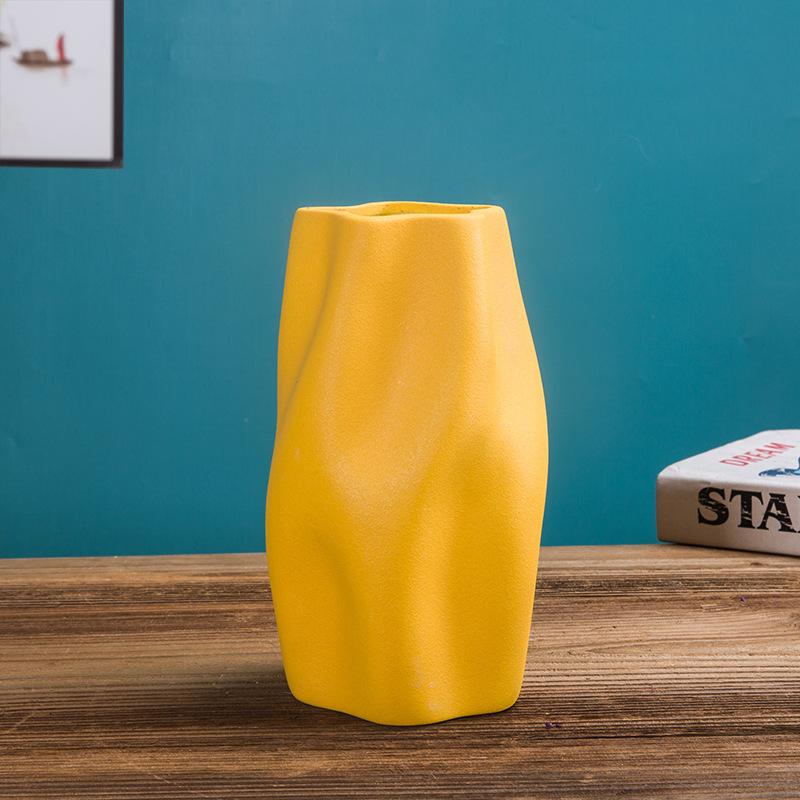 Необычная керамическая ваза белого цвета большого диаметра, композиция из сухих цветов, простое креативное украшение для дома, гостиной, украшение для дома