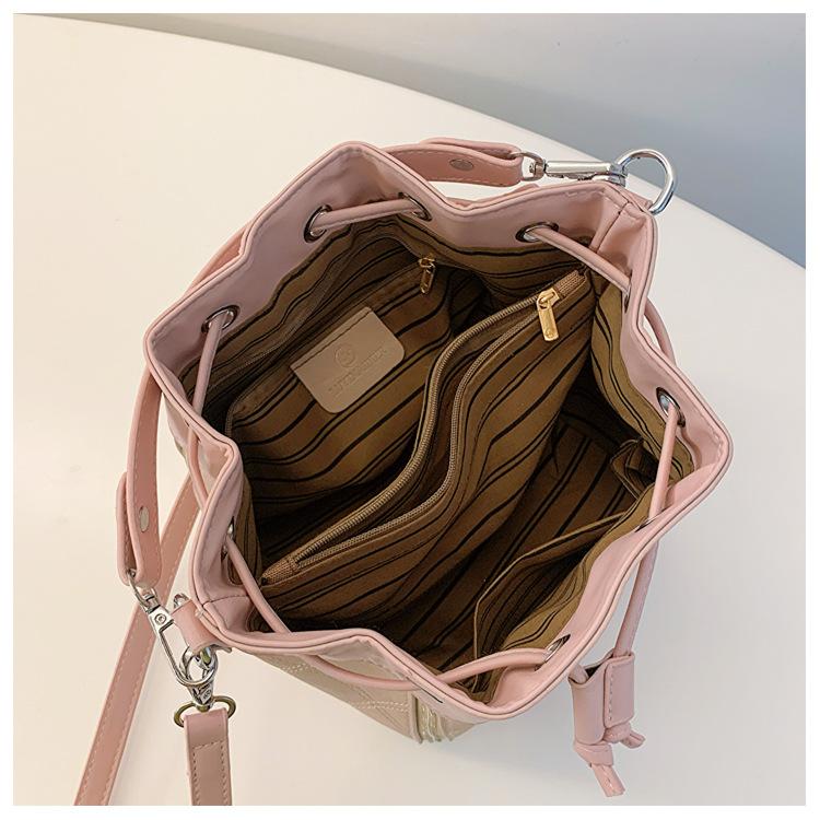 Новая маленькая сумка-ведро подмышкой, контрастная сумка с завязками через плечо, маленькая женская сумка через плечо