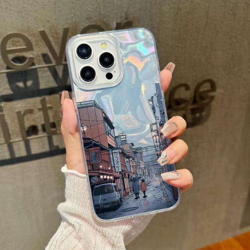 Чехол для телефона с мультяшным принтом «Горы» для iPhone 16, 15, Pro, Max, 14, Pro, 13, 12, 11, прозрачный, ударопрочный, гибридный, TPU, PC, глянцевый, тонкий чехол