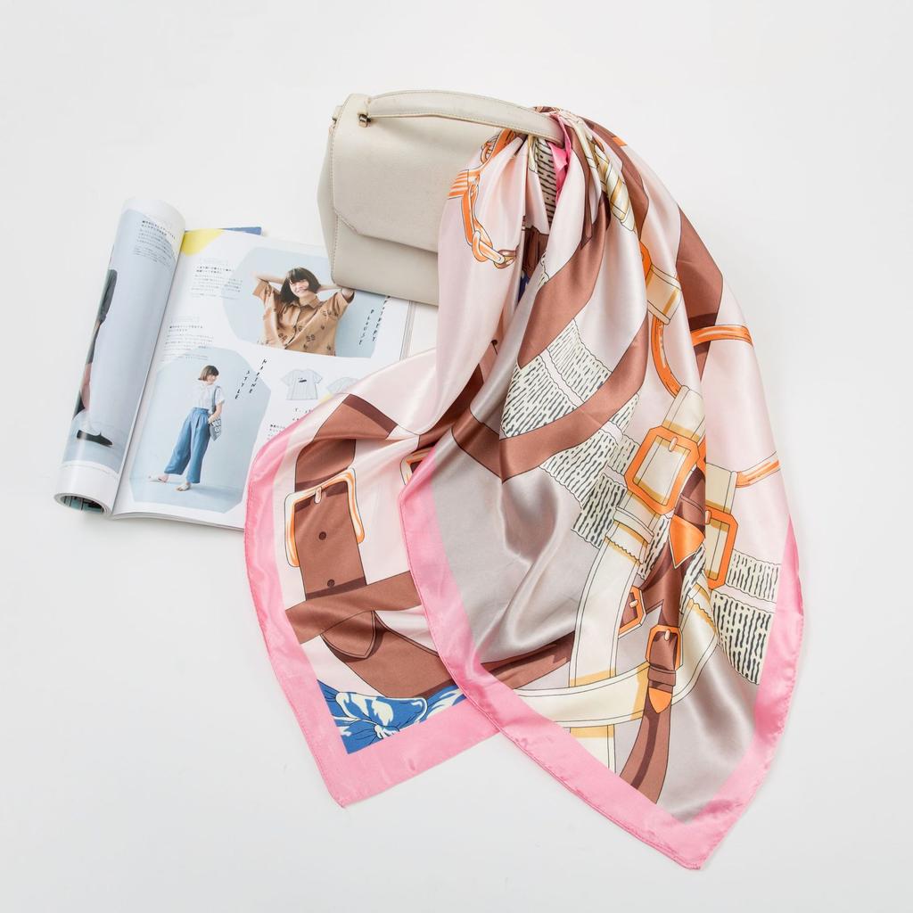 Большой квадратный шарф из искусственного шелка 90 см. Шелковый шарф женский. Новинка 2024 года. Весенние и осенние модели зарубежной модной рубашки. Большой квадратный шарф. Материнский шарф.