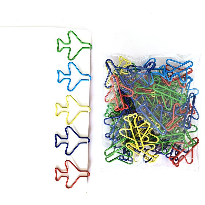 Colorful Airplane-Shaped Paperclips - Metal Bookmark Clips - Creative Office Gift