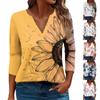 Women's T Shirt Tee Printed 3/4 Sleeve Daily Weekend Fashion Basic V Neck Regular Top