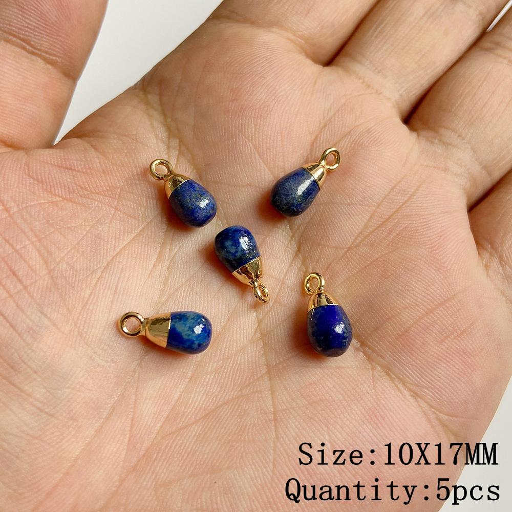 Natural Blue Lapis Lazuli Connector Charms Pendant Stone Warter Drop Teardrop Heart Pendants Charm For Jewelry Making Necklaces