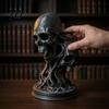 Декоративное изделие черного матового цвета, 3D-печать, украшение в виде двойного черепа, фигурка изогнутого скелета из смолы, готическая реалистичная статуэтка для Хэллоуина, домашнего бара