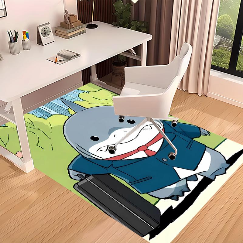 1pc Jeff the Land Shark Print Area Rug - Soft, Washable Non-Slip Indoor Mat for Office Chairs, Living Room, Home Office Decorative Rug