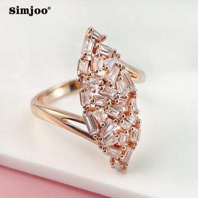 Кольцо SIMJOO с цирконием для женщин, модное, розовое золото, индивидуальное кольцо