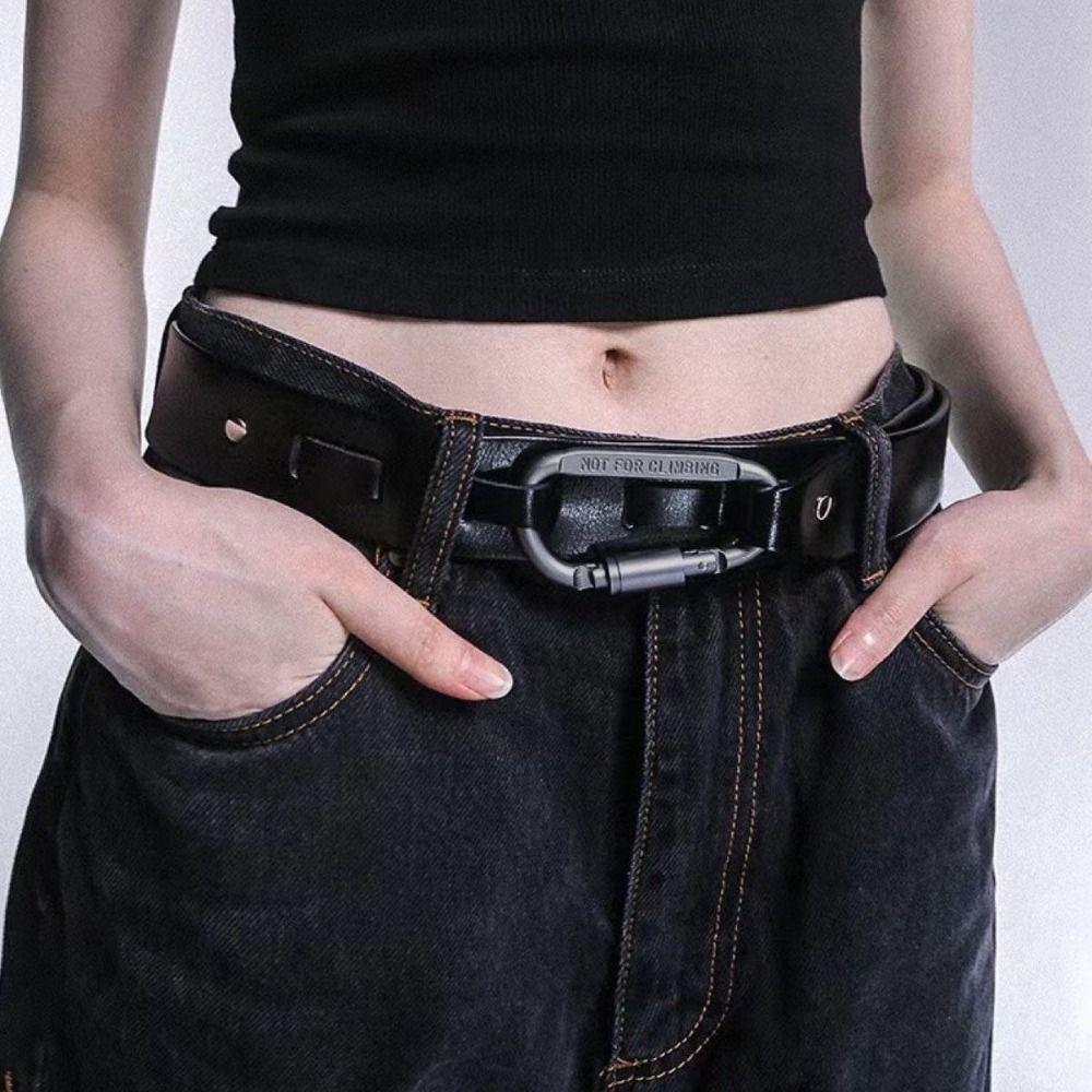 Luxury Design Carabiner Buckle Belt Pin Buckle Punk Waistband Trendy Waist Belt  For Women Men