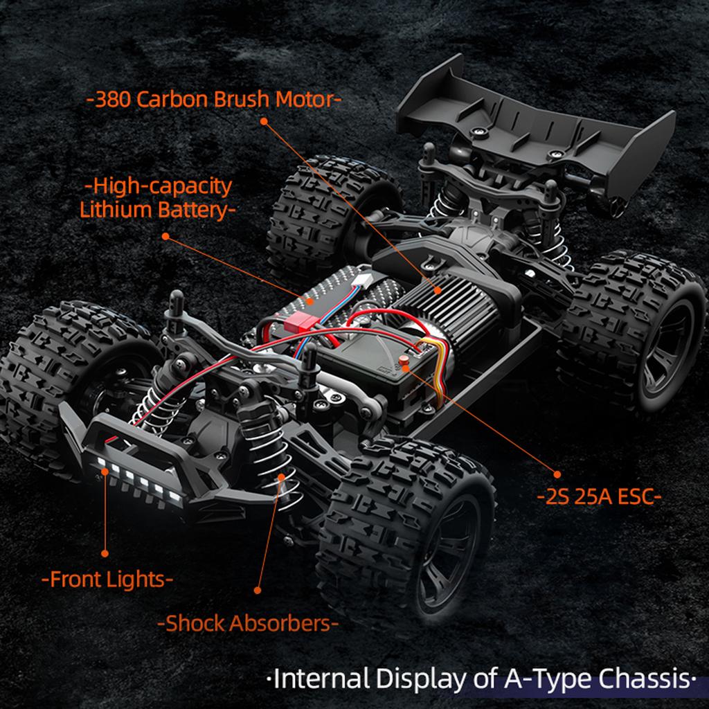 Remote Control Car, 1:18 Scale 28 KPH High Speed Off Road Vehicle with LED Headlights, 4WD All Terrain Electric Crawler