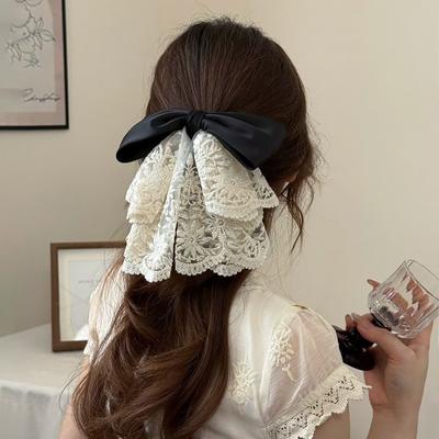 Французское кружево бант заколка для хвоста милая заколка-акула богемный праздничный стиль заколка для волос аксессуары для волос