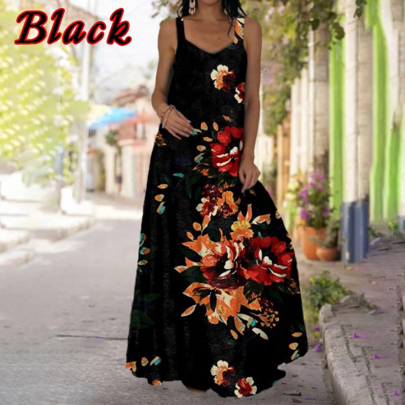 Women Fashion Sleeveless Swing Long Sling Dress Boho Tie Dye 3D Printed Maxi Dresses Casual Spaghetti Straps Summer Dresses Plus Size