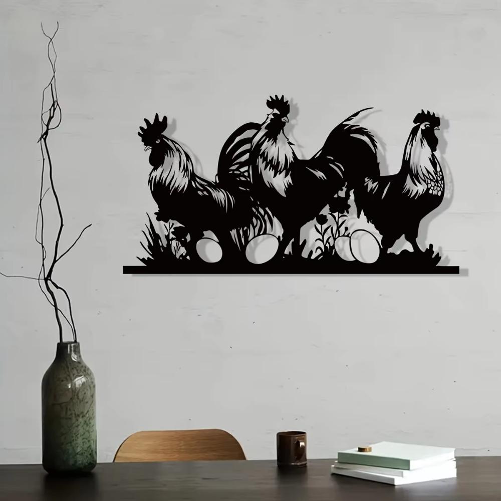 1 шт. деревенское металлическое настенное искусство в виде курицы - очаровательный декор для дома и улицы - идеально подходит для дома, сада и подарка на новоселье