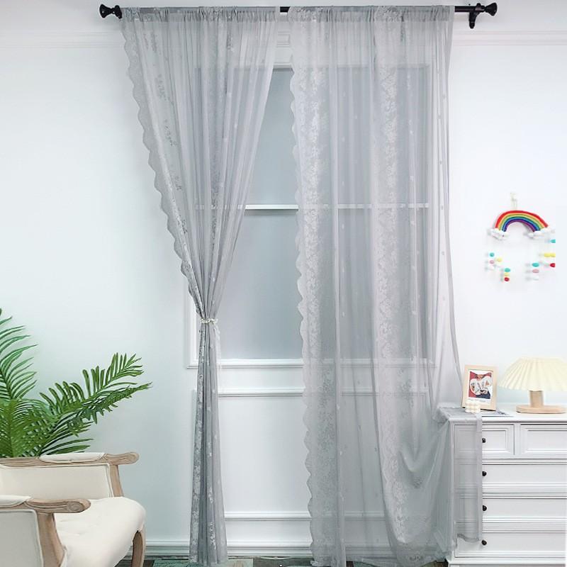 Lace Sheer Curtain Korean Style Light Filtering Living Room Bedroom Balcony Grey Green 140x100 140x160 140x200 140x260