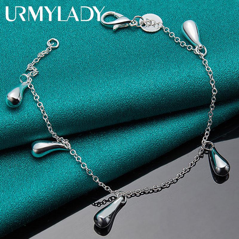 Браслет из стерлингового серебра 925 пробы с каплями воды для женщин, свадебные и помолвочные модные вечерние украшения