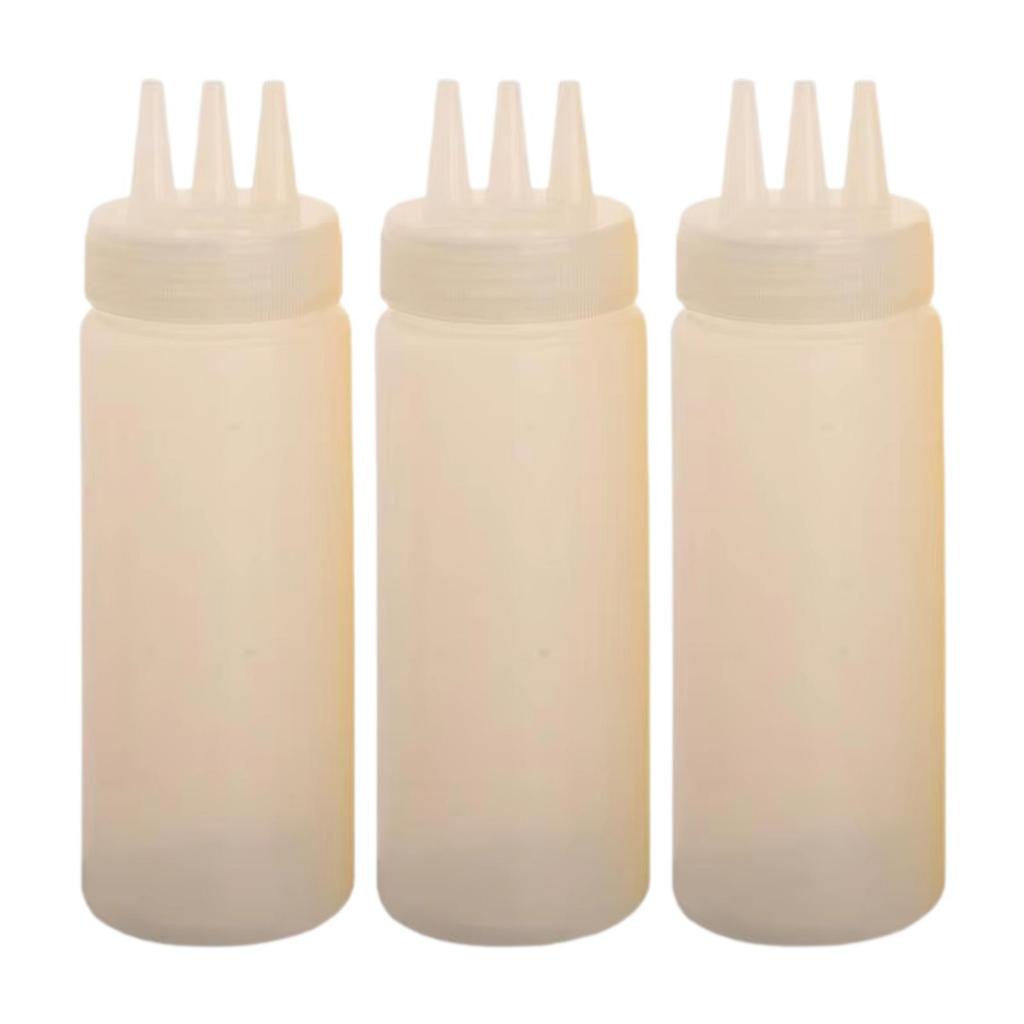 3x Sauce Bottles Squeeze Leakproof Container with Small Pointed Nozzle for Oil Restaurants Syrup Cookie Decorating Grilling
