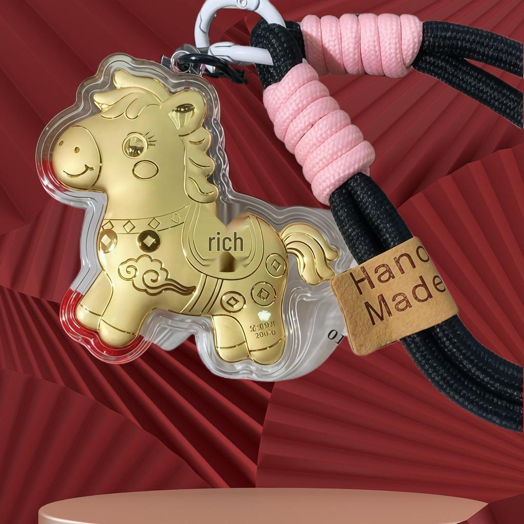 Кулон-брелок для ключей в виде лошади из чистого золота 999 пробы: Талисман мгновенного богатства для телефона, сумки или автомобиля