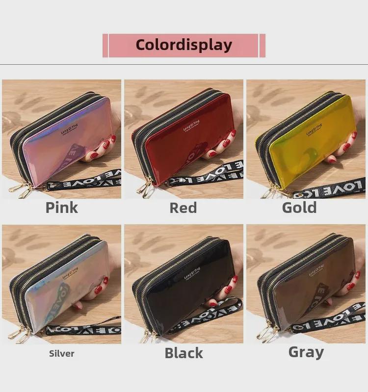 Новый стильный женский кошелек с двойной молнией Laser - вместительный клатч и мягкий кошелек для монет