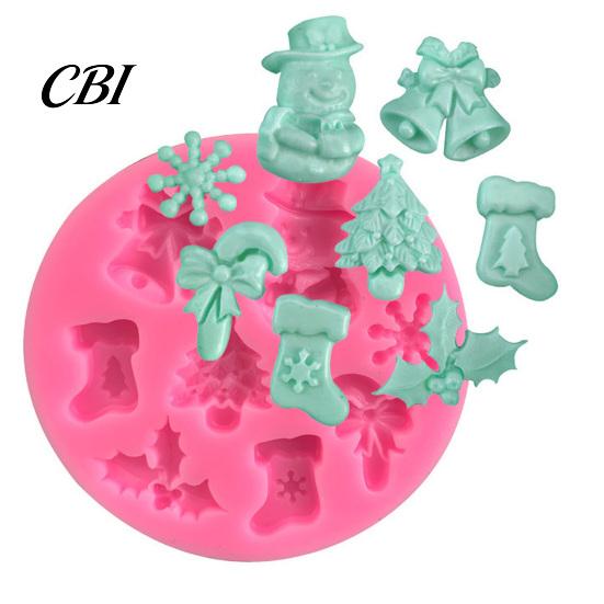 Bell Shaped Mold Christmas Silicone Mold, with 8 Christmas-Themed Shapes, Non-Stick Durable Easy Clean for Chocolates Fondant Soap Multi-scenario