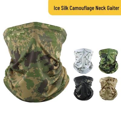 Камуфляжный бафф из ледяного шелка: Многофункциональный летний головной платок для велоспорта на открытом воздухе, защиты от солнца и быстросохнущая дышащая маска для лица для мужчин.