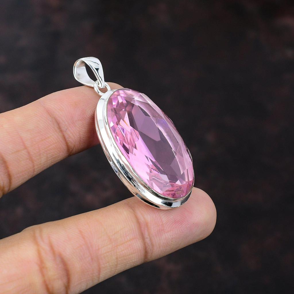 Faceted Pink Kunzite Pendant Unique Jewelry 925 Sterling Silver Pendant Gemstone Handmade Pendant Silver Jewelry Gift For Her Decent Pendant