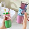 1Pc Two-in-one Travel Product Storage Cup Cartoon Pattern Plastics Cup Dopamine Style Portable With Cover Toothbrush Cup