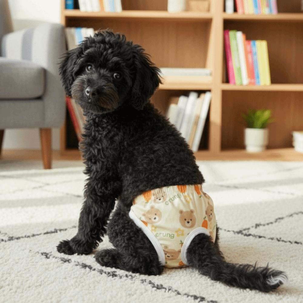 Cartoon Print Washable Dog Diapers Breathable Dog Sanitary Pants Dogs in Heat