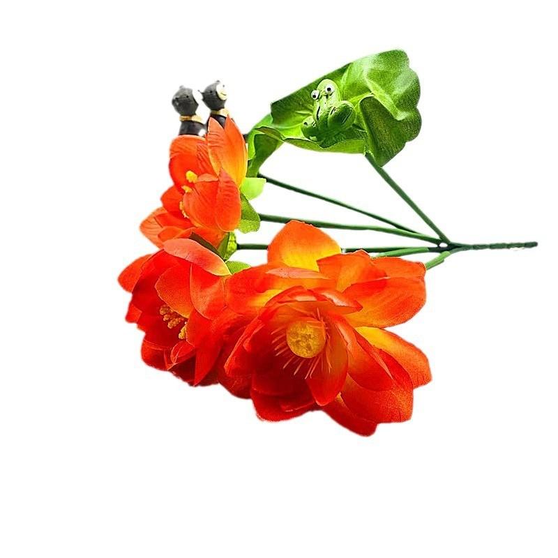 Elegant Three Flowers Lotus Artificial Bouquet For Wedding Photoshoot And