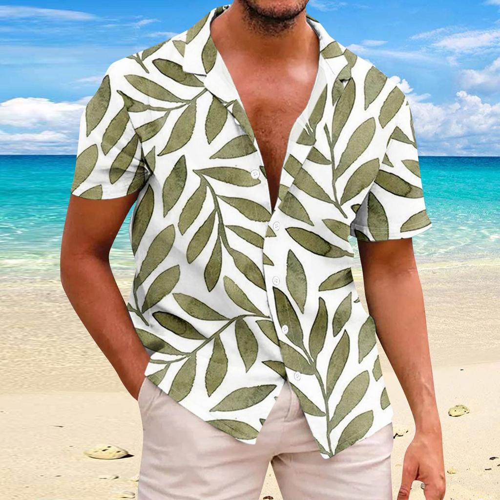 Beach Flower Men's Shirt 3d Print Hawaiian Short Sleeve Shirts For Men Summer Casual Shirt Loose Oversized Short Sleeve Tops