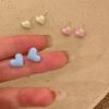 Love Stud Earrings Female Cute Sweet Pink Heart Earrings Summer Daily Commute Versatile Temperament Candy Color Earrings