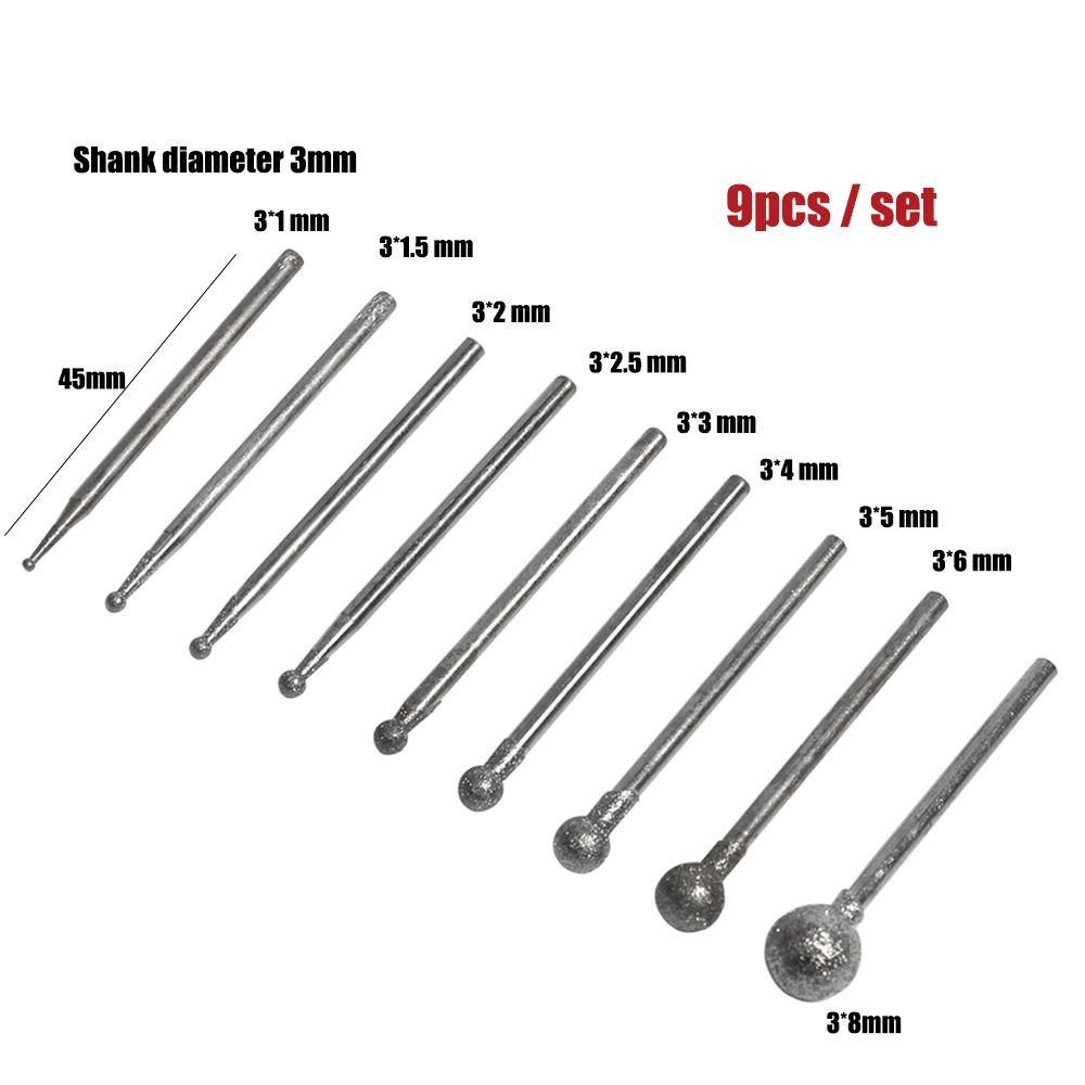 Grinding Head Rotary Spherical Burr Jade Carve Tool Needle Head Cutter Diamond Grind Grindings Bit