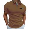 New Men's Short-Sleeved Casual Polo Shirt with Imitation Chest Pocket, Collar and Button-Front Business T-Shirt Top for Men