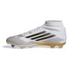 Adidas f50 league mid fg/mg soccer shoes white/black/gold
