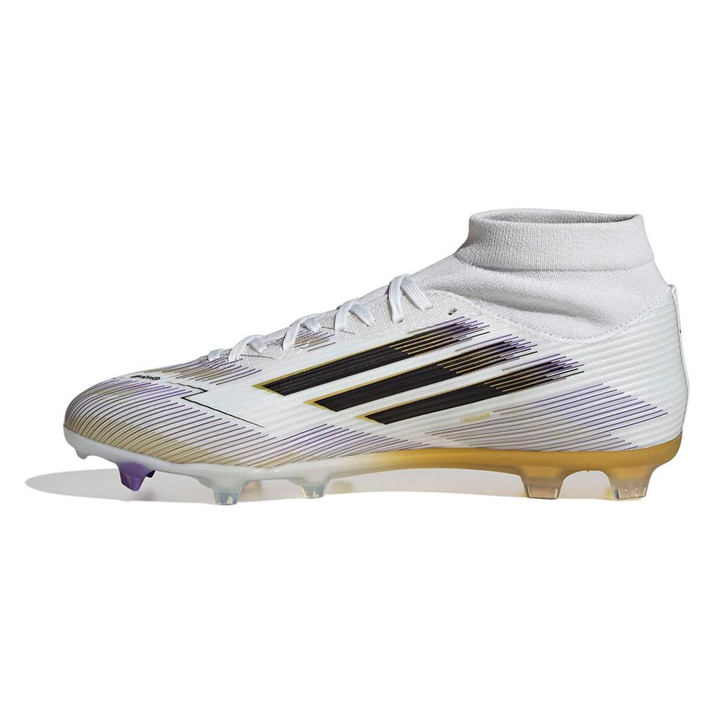 Adidas f50 league mid fg/mg soccer shoes white/black/gold