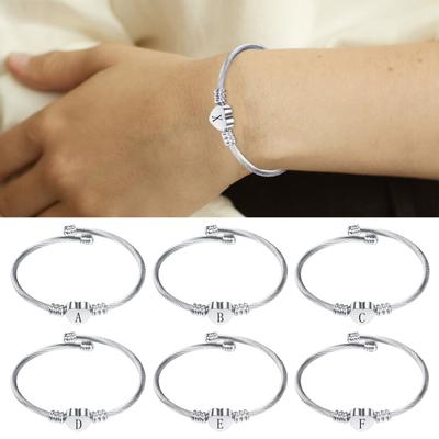 Серебряный браслет с инициалами в форме сердца, браслеты-манжеты с гравировкой в виде буквы AZ, браслет из титановой стали