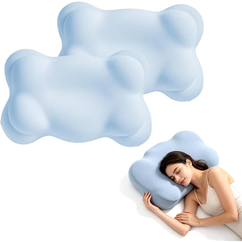 Cloud Pillow Cozy Sleep Pillow, Ergonomic Memory Foam Cervical Support Pillow for Side, Back Stomach Sleepers with Breathable Washable Cover2 Pack