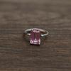 Emerald Cut Pink Kunzite Ring, 925 Sterling Silver, Handmade Bold Statement Jewelry