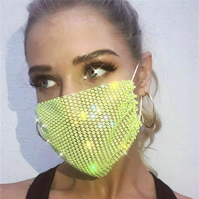 Многоразовая маска для лица со стразами и блестками, блестящие чехлы для лица