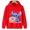 Kids Casual Hoodie Cute Cartoon Alien Animal With Donut Graphic Print Long Sleeve Sweatshirt Boys Girls Autumn Anime Outfit